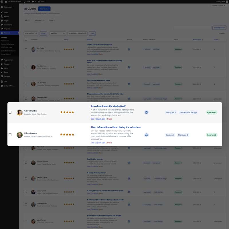 Collect reviews