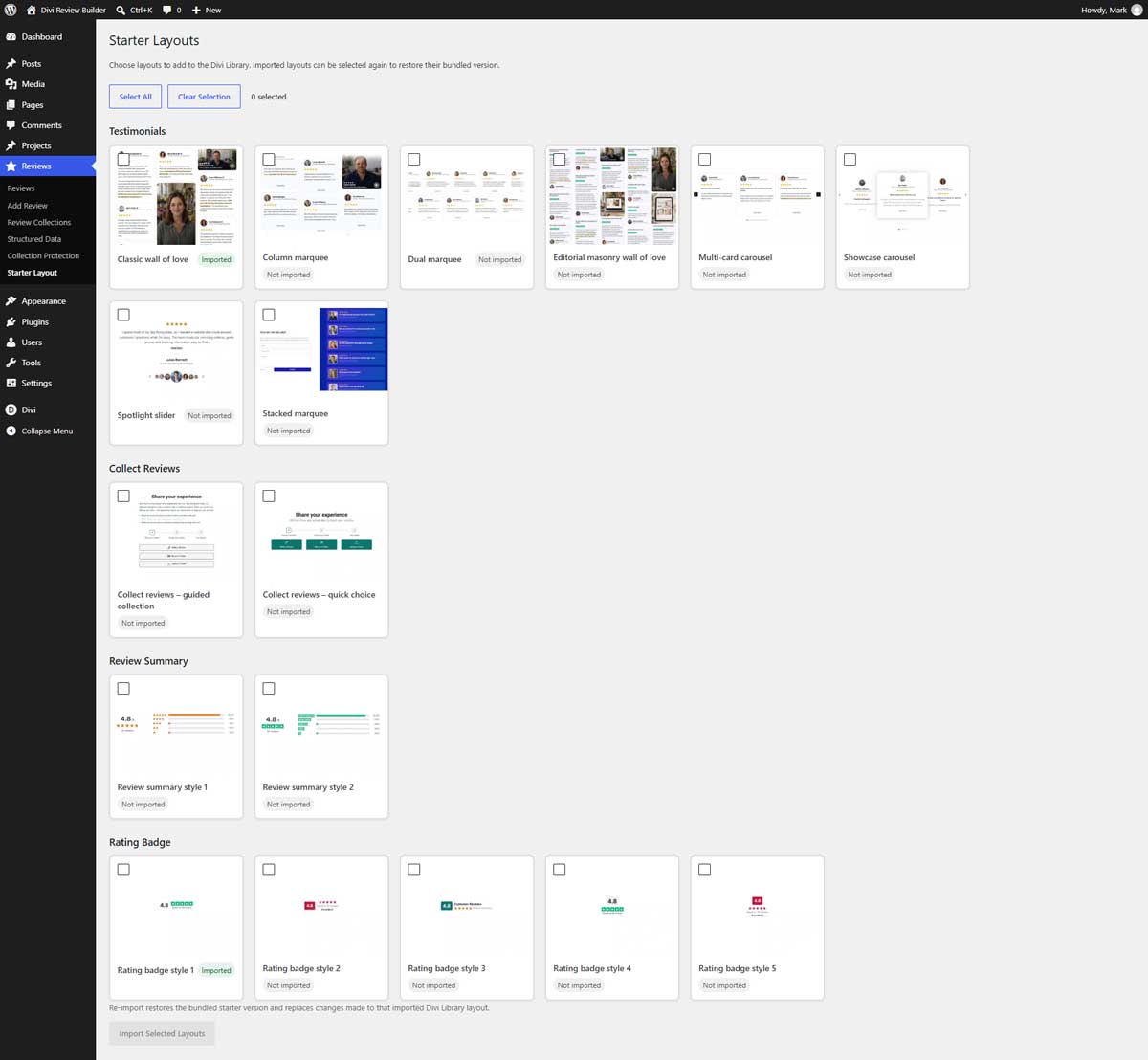 Starter layouts